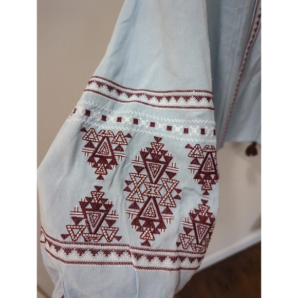 Blue Rain Francesca's Embroidered Tassel Top Blouse NWT - Picture 2 of 4